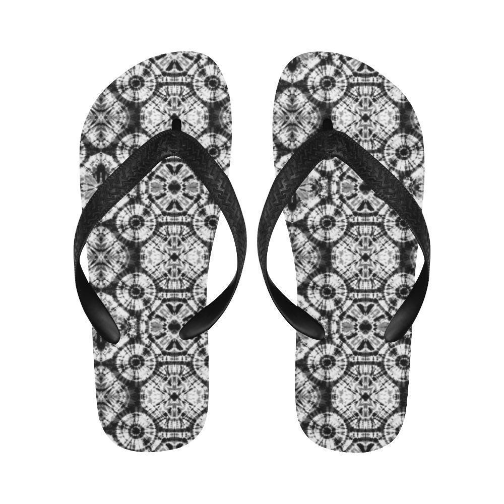 Tie Dye Black White Design Print Flip Flops-JTAMIGO.COM