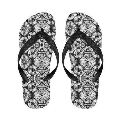Tie Dye Black White Design Print Flip Flops-JTAMIGO.COM
