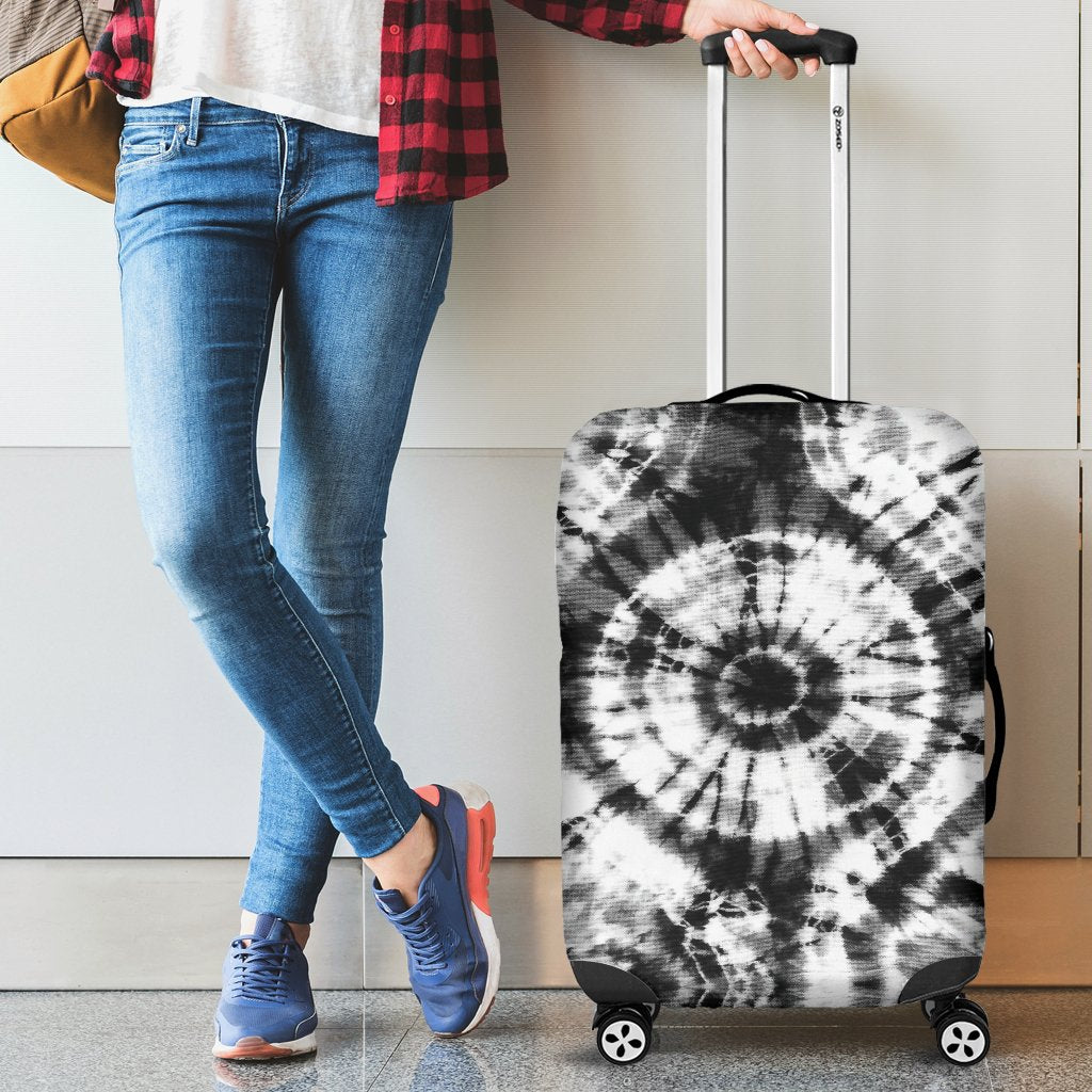 Tie Dye Black White Design Print Luggage Cover Protector