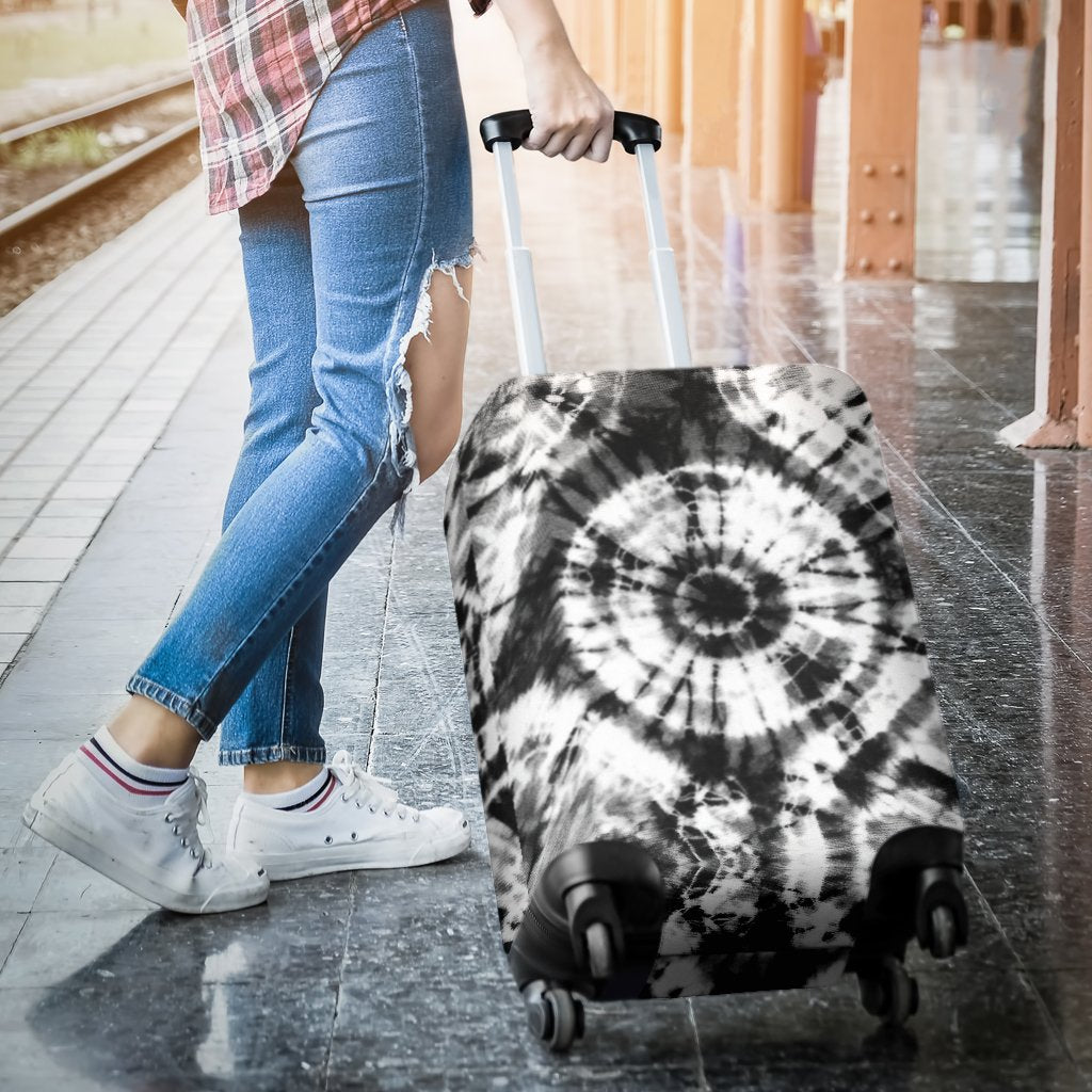 Tie Dye Black White Design Print Luggage Cover Protector