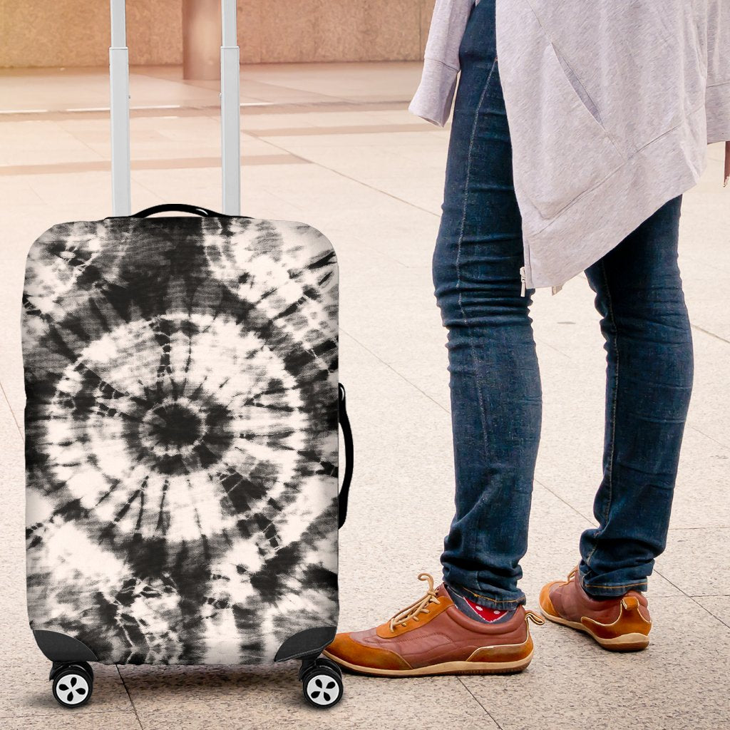 Tie Dye Black White Design Print Luggage Cover Protector