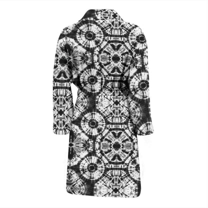 Tie Dye Black White Design Print Men Bath Robe-JTAMIGO.COM