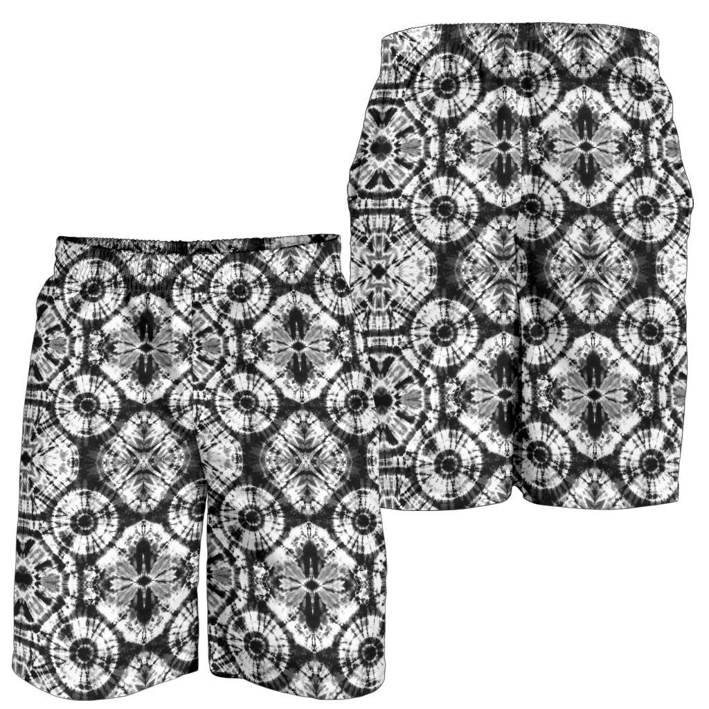 Tie Dye Black White Design Print Mens Shorts-JTAMIGO.COM