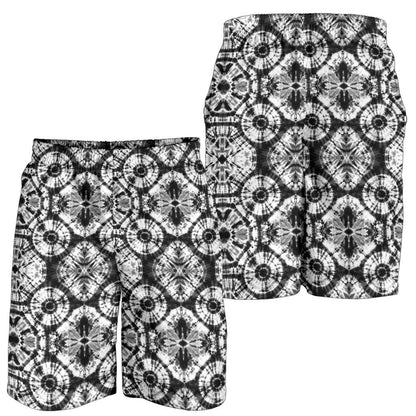 Tie Dye Black White Design Print Mens Shorts-JTAMIGO.COM