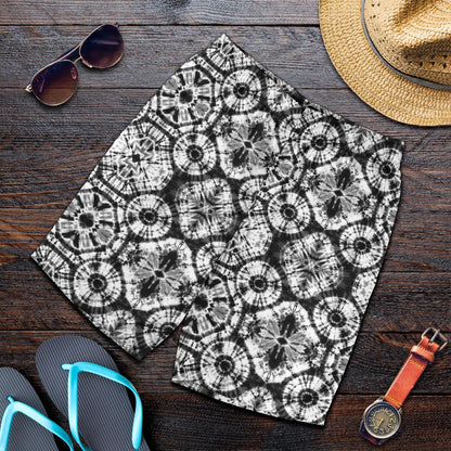 Tie Dye Black White Design Print Mens Shorts-JTAMIGO.COM