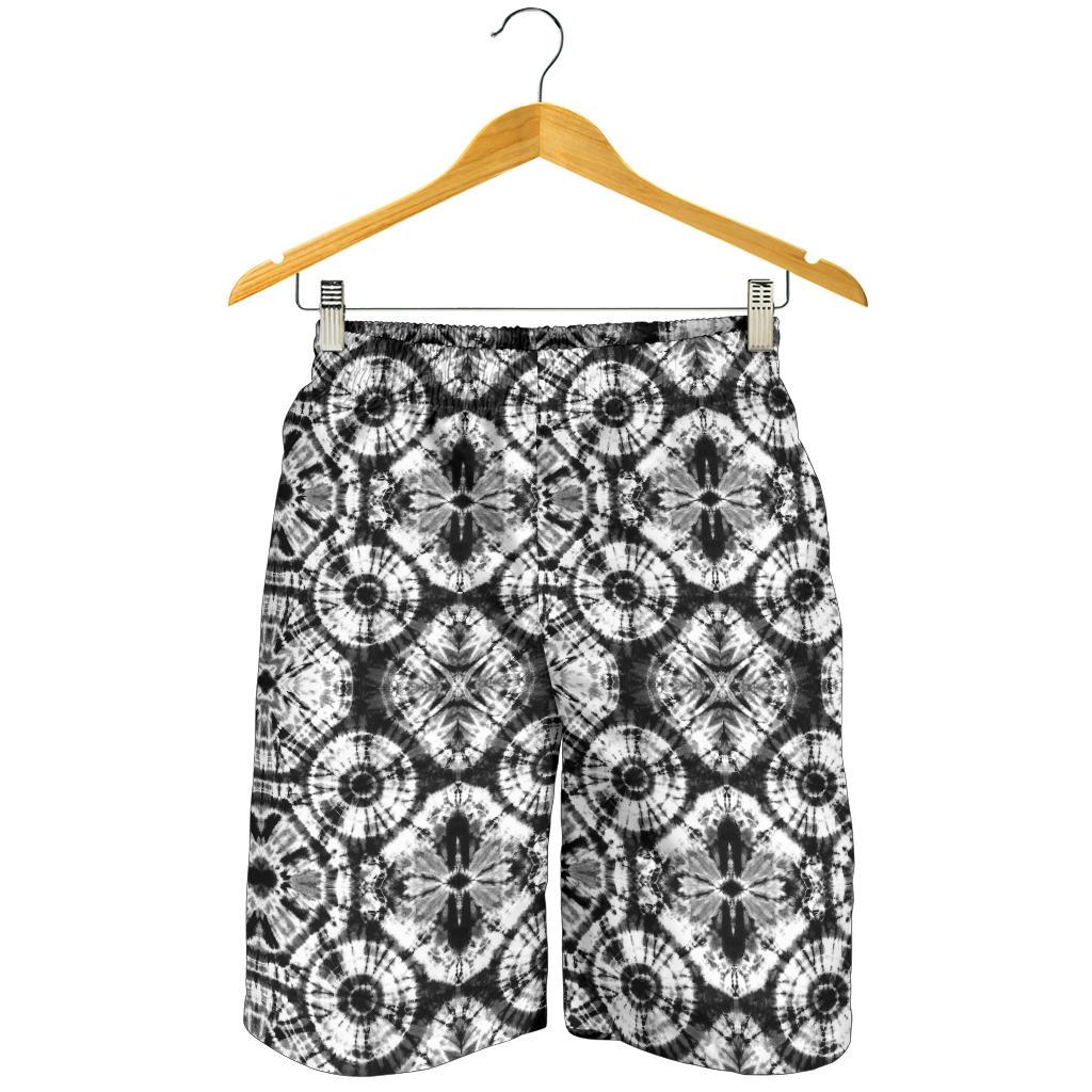 Tie Dye Black White Design Print Mens Shorts-JTAMIGO.COM