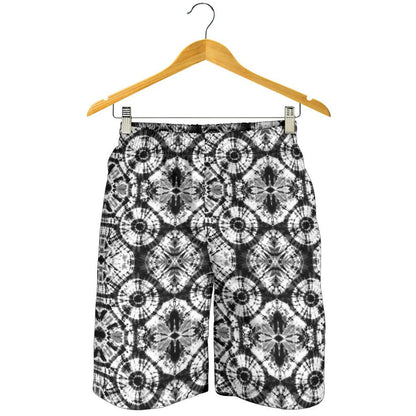 Tie Dye Black White Design Print Mens Shorts-JTAMIGO.COM