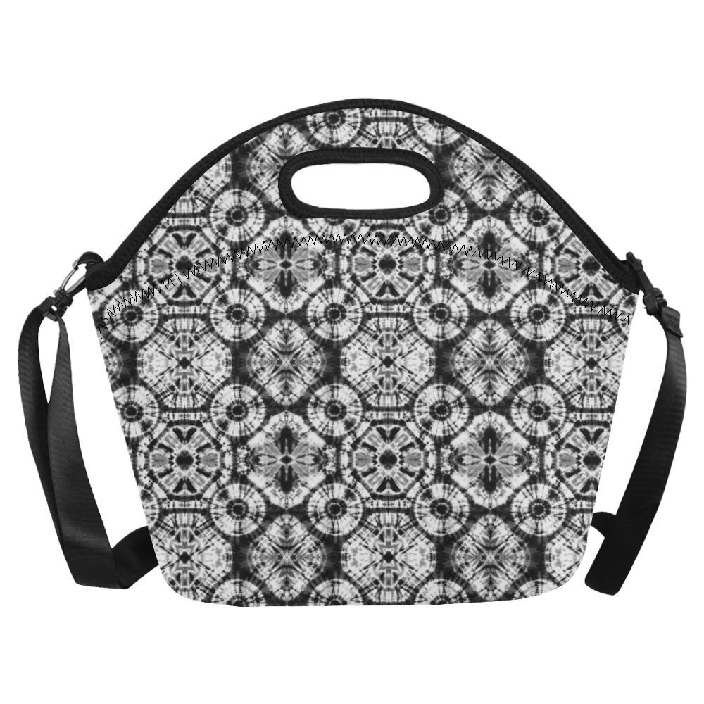 Tie Dye Black White Design Print Neoprene Lunch Bag (Model 1669)(Large)-JTAMIGO.COM