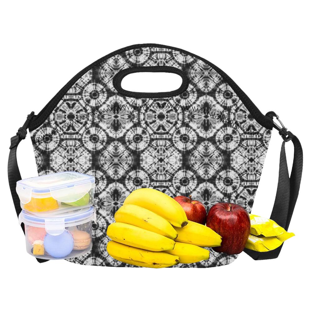 Tie Dye Black White Design Print Neoprene Lunch Bag (Model 1669)(Large)-JTAMIGO.COM