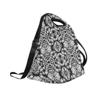 Tie Dye Black White Design Print Neoprene Lunch Bag (Model 1669)(Large)-JTAMIGO.COM