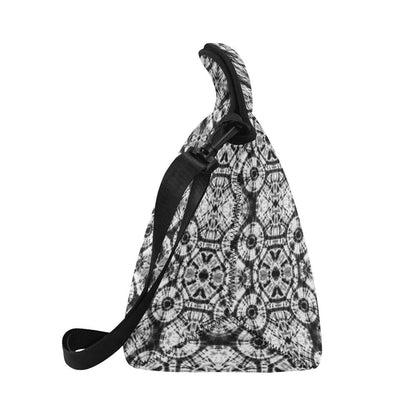 Tie Dye Black White Design Print Neoprene Lunch Bag (Model 1669)(Large)-JTAMIGO.COM