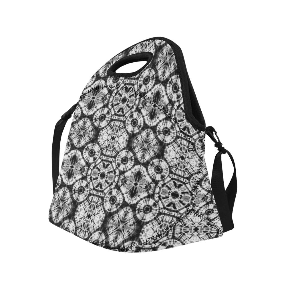 Tie Dye Black White Design Print Neoprene Lunch Bag (Model 1669)(Large)-JTAMIGO.COM
