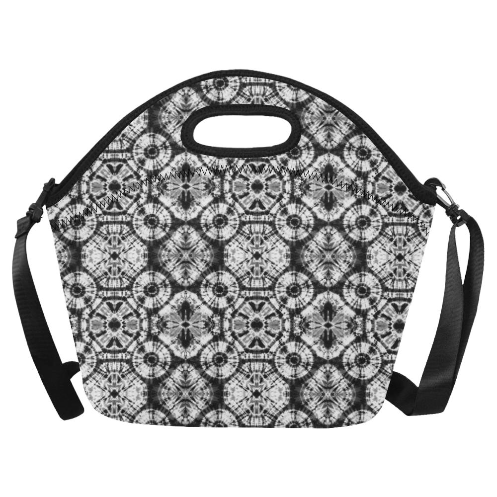 Tie Dye Black White Design Print Neoprene Lunch Bag (Model 1669)(Large)-JTAMIGO.COM