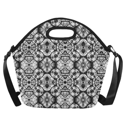 Tie Dye Black White Design Print Neoprene Lunch Bag (Model 1669)(Large)-JTAMIGO.COM
