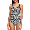 Tie Dye Black White Design Print One Piece Swimsuit-JTAMIGO.COM