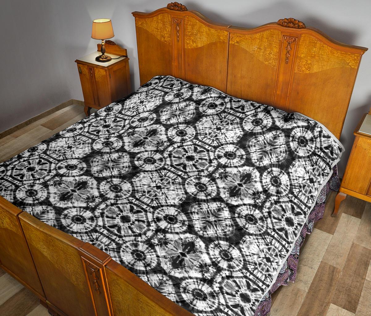 Tie Dye Black White Design Print Premium Quilt-JTAMIGO.COM