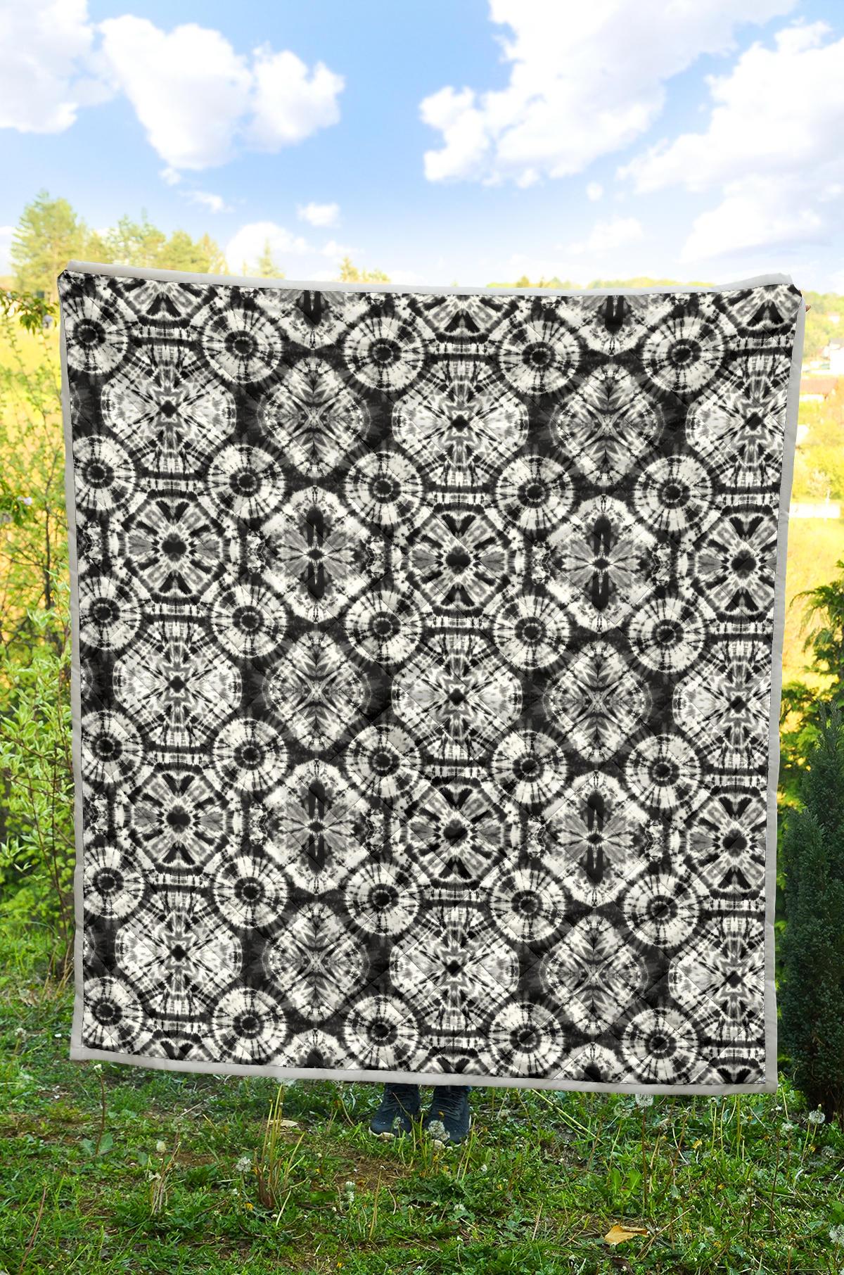Tie Dye Black White Design Print Premium Quilt-JTAMIGO.COM