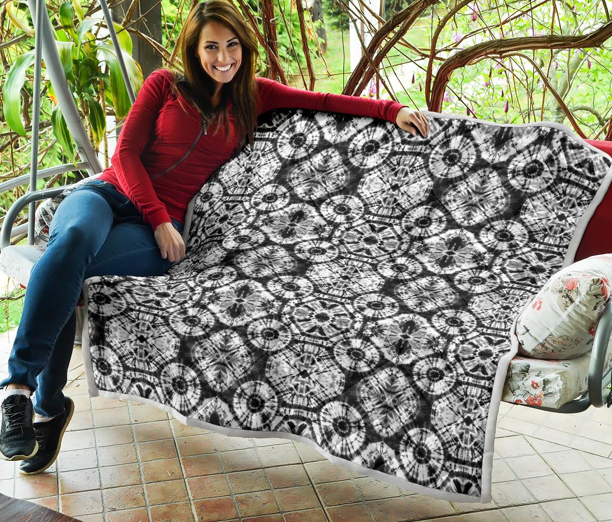 Tie Dye Black White Design Print Premium Quilt-JTAMIGO.COM