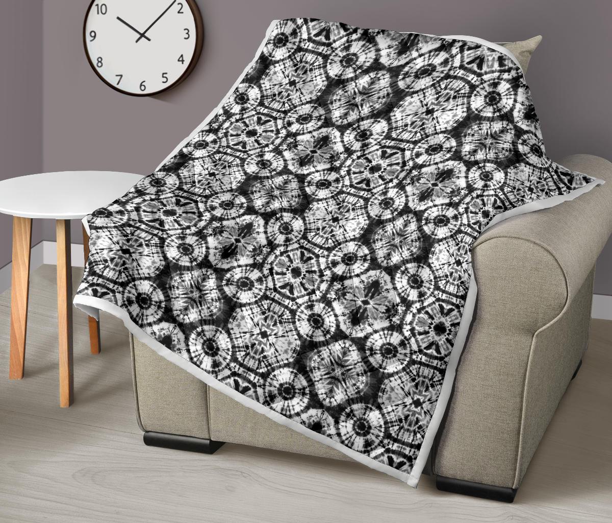 Tie Dye Black White Design Print Premium Quilt-JTAMIGO.COM