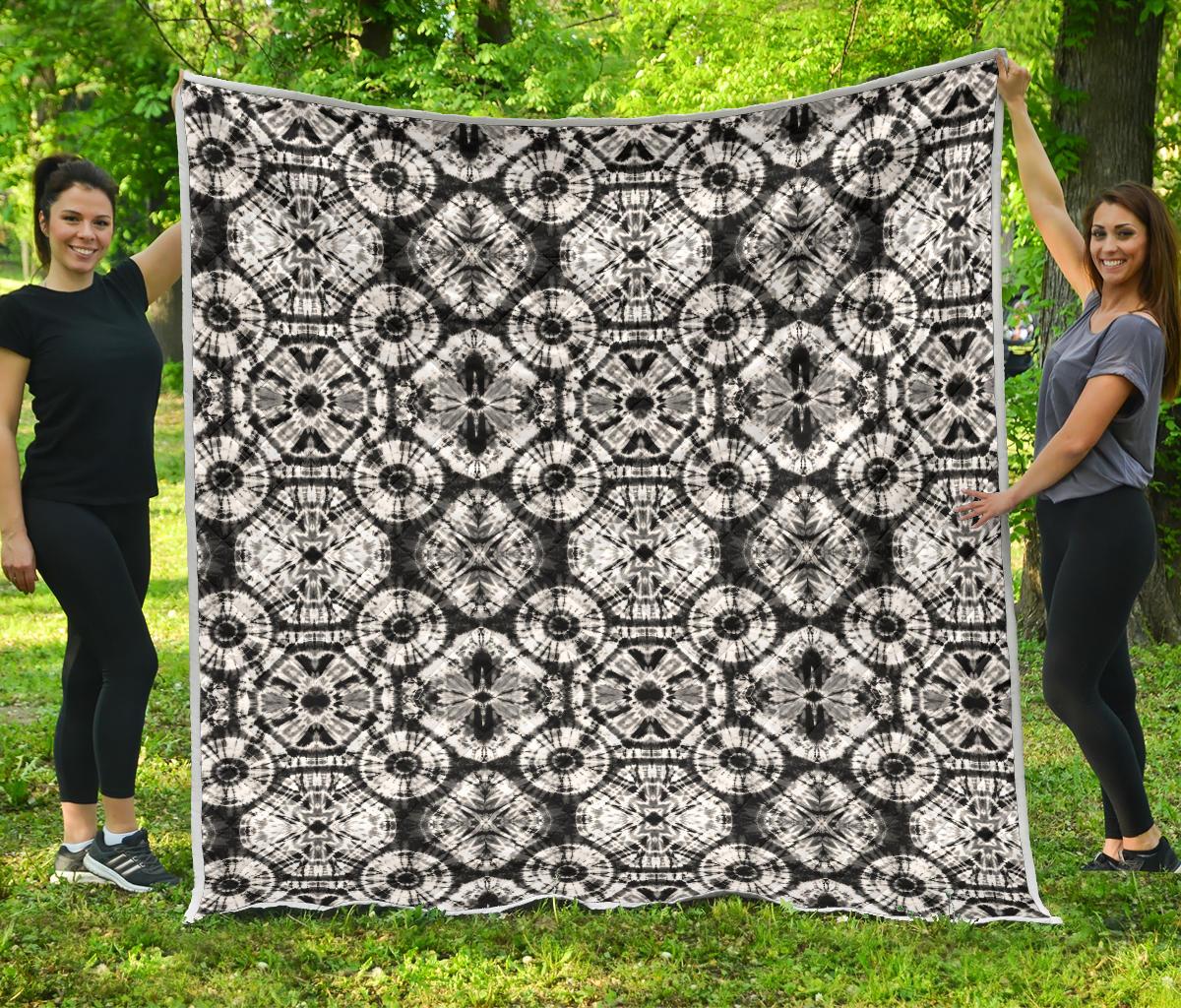Tie Dye Black White Design Print Premium Quilt-JTAMIGO.COM