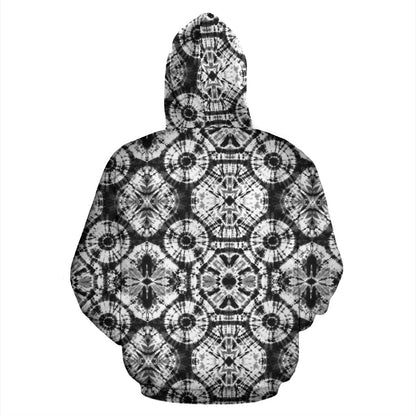 Tie Dye Black White Design Print Pullover Hoodie
