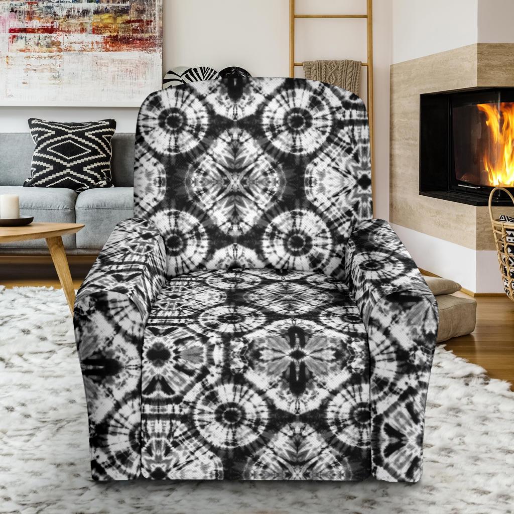 Tie Dye Black White Design Print Single Sofa Slipcover -JTAMIGO.COM