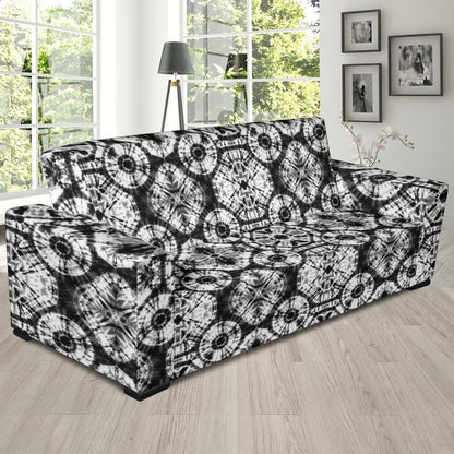 Tie Dye Black White Design Print Sofa Slipcover-JTAMIGO.COM