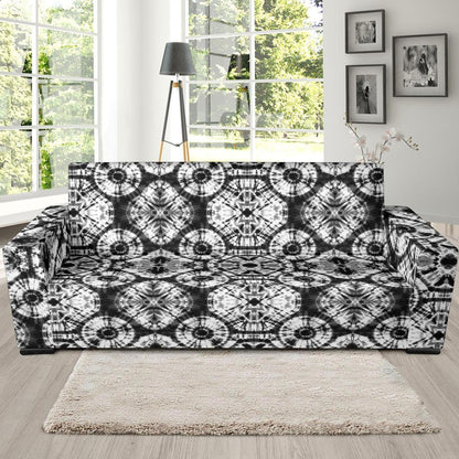 Tie Dye Black White Design Print Sofa Slipcover-JTAMIGO.COM