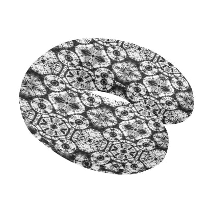 Tie Dye Black White Design Print U-Shaped Travel Neck Pillow-JTAMIGO.COM