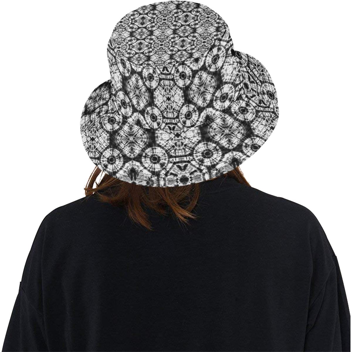 Tie Dye Black White Design Print Unisex Bucket Hat