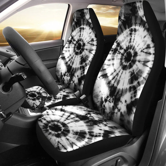 Tie Dye Black White Design Print Universal Fit Car Seat Covers