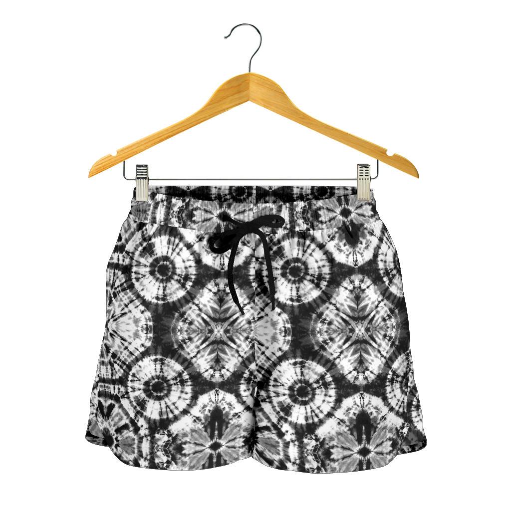 Tie Dye Black White Design Print Women Shorts-JTAMIGO.COM