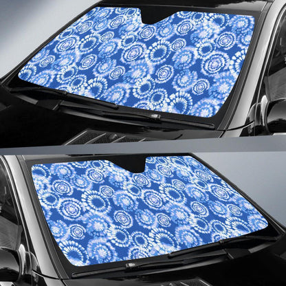 Tie Dye Blue Design Print Car Sun Shade For Windshield