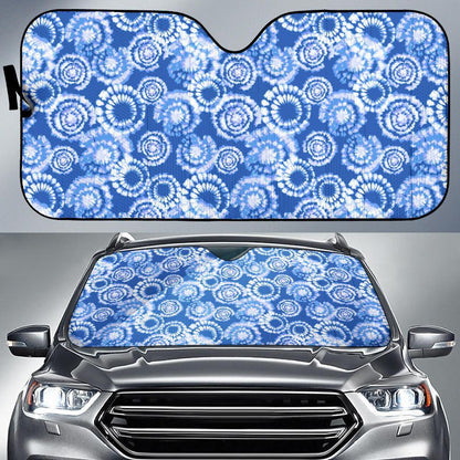 Tie Dye Blue Design Print Car Sun Shade For Windshield