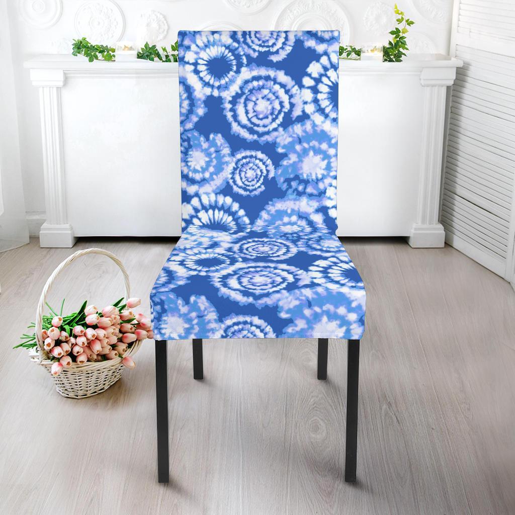 Tie Dye Blue Design Print Dining Chair Slipcover-JTAMIGO.COM
