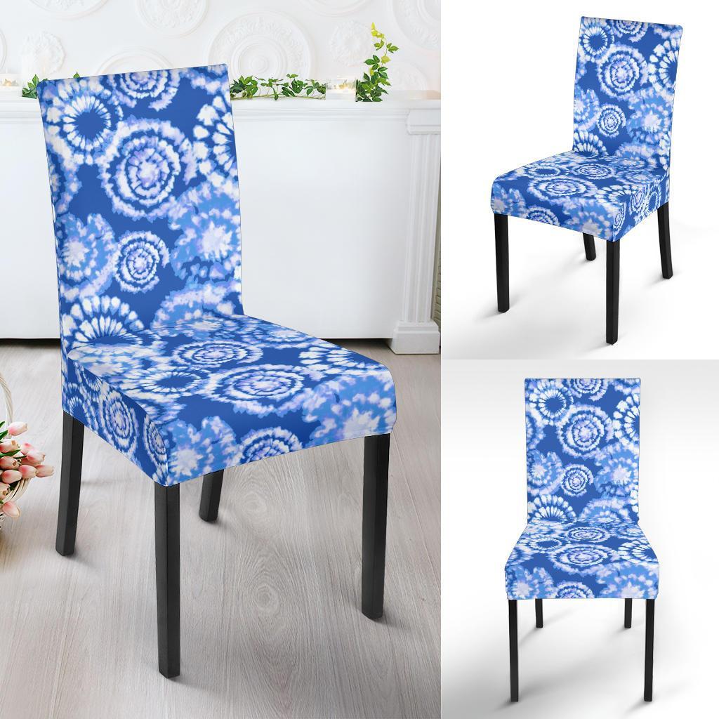 Tie Dye Blue Design Print Dining Chair Slipcover-JTAMIGO.COM