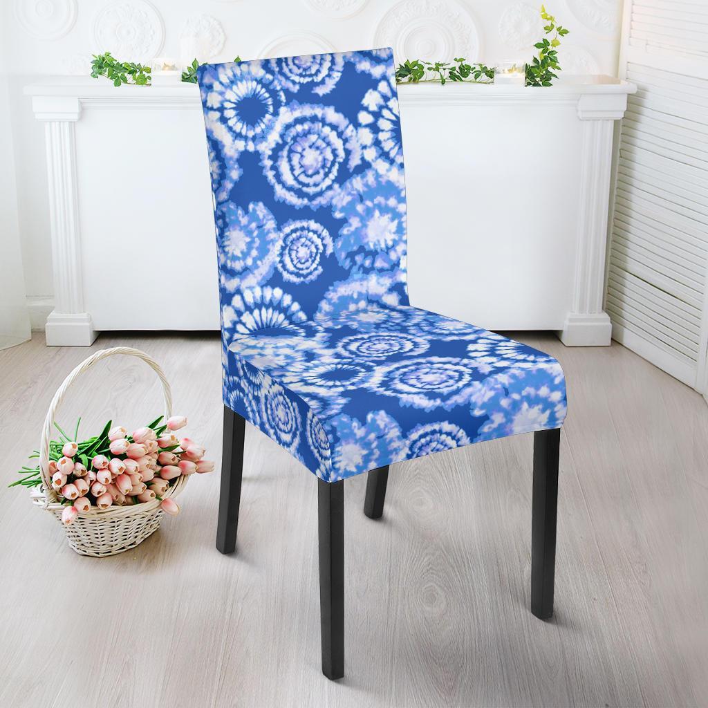 Tie Dye Blue Design Print Dining Chair Slipcover-JTAMIGO.COM