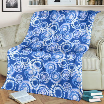 Tie Dye Blue Design Print Fleece Blanket