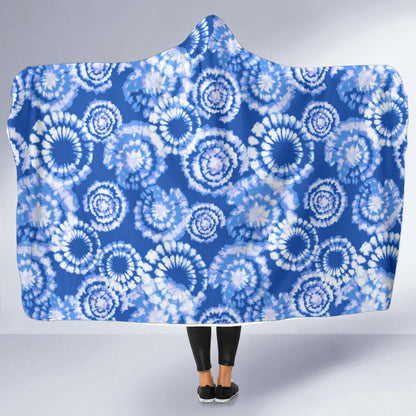 Tie Dye Blue Design Print Hooded Blanket-JTAMIGO.COM