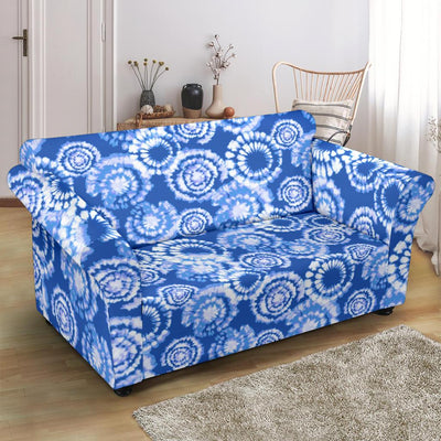 Tie Dye Blue Design Print Loveseat Slipcover-JTAMIGO.COM