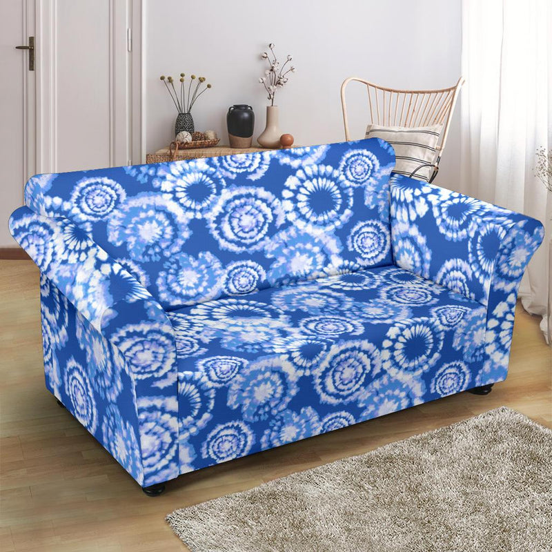 Tie Dye Blue Design Print Loveseat Slipcover-JTAMIGO.COM