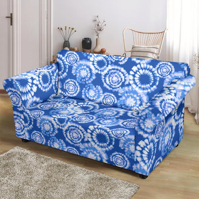 Tie Dye Blue Design Print Loveseat Slipcover-JTAMIGO.COM