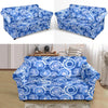 Tie Dye Blue Design Print Loveseat Slipcover-JTAMIGO.COM