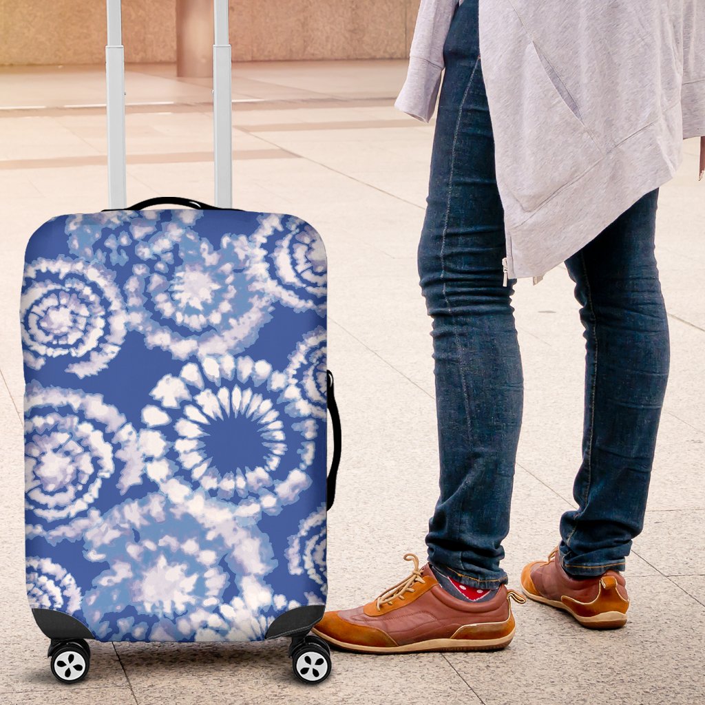 Tie Dye Blue Design Print Luggage Cover Protector