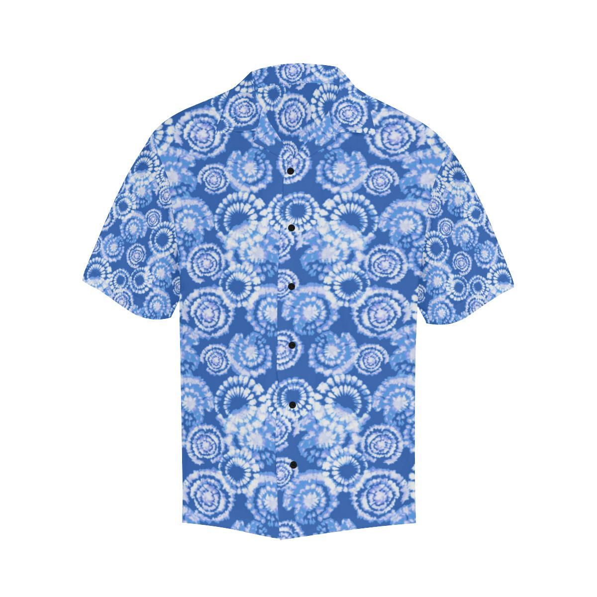 Tie Dye Blue Design Print Men Aloha Hawaiian Shirt