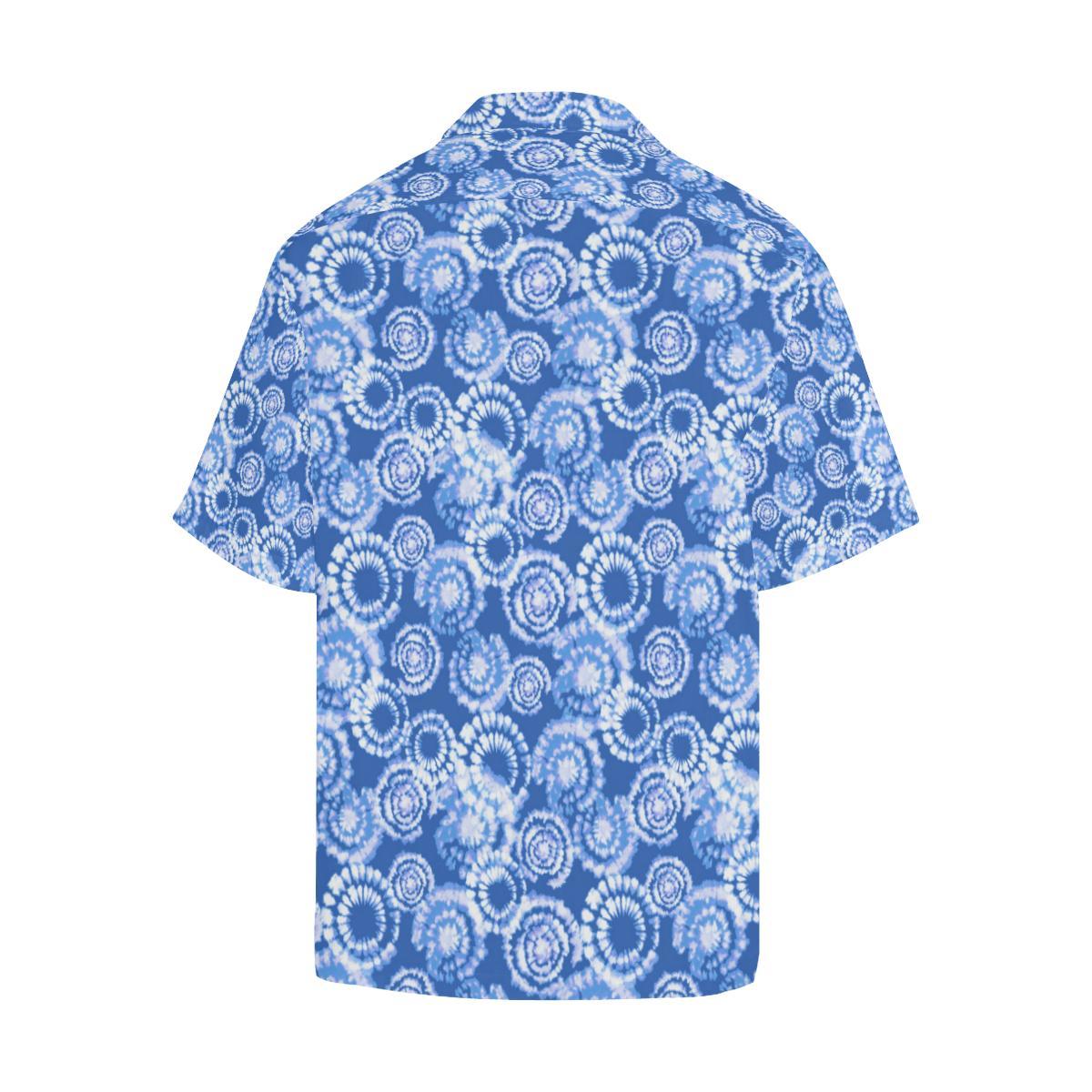 Tie Dye Blue Design Print Men Aloha Hawaiian Shirt
