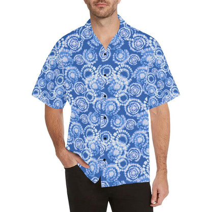 Tie Dye Blue Design Print Men Aloha Hawaiian Shirt