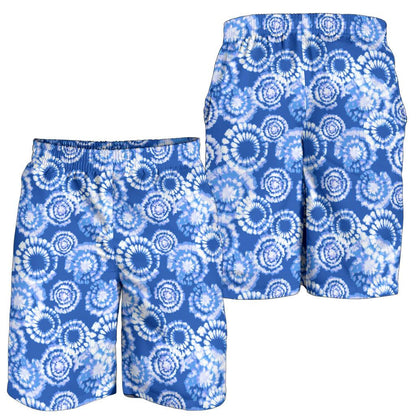 Tie Dye Blue Design Print Mens Shorts-JTAMIGO.COM