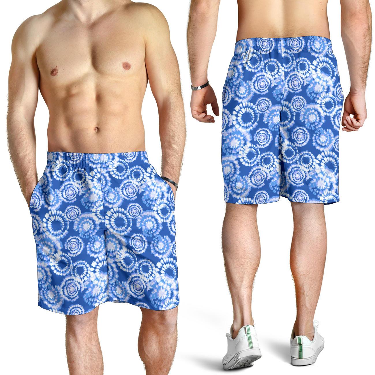 Tie Dye Blue Design Print Mens Shorts-JTAMIGO.COM