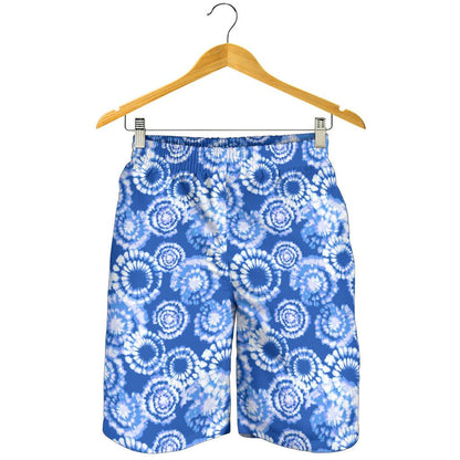 Tie Dye Blue Design Print Mens Shorts-JTAMIGO.COM